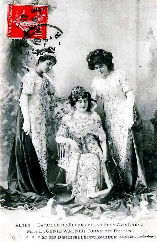 ALGER - BATAILLE DE FLEURS - MELLE WAGNER - REINE DES BELLES - AVRIL 1912.jpg